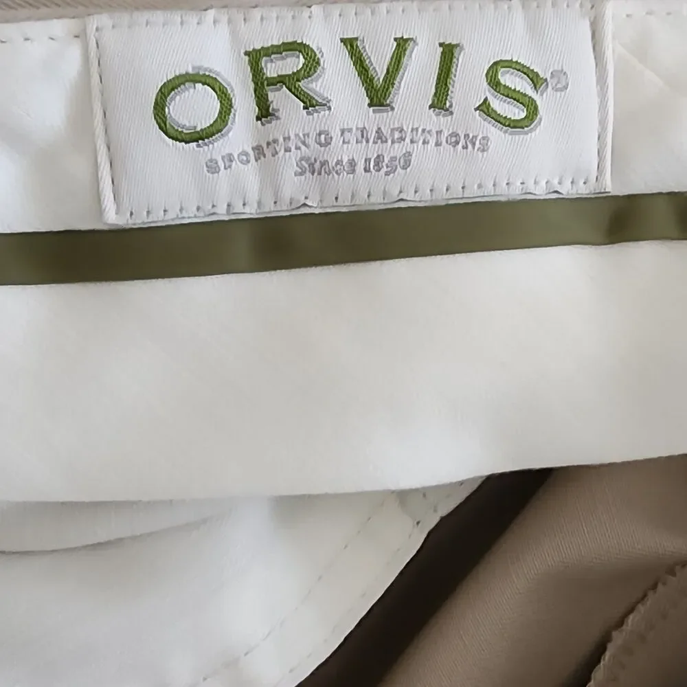 Orvis Khaki Chino Pleated Pants Mens 38 Wrinkle Free 100% Cotton